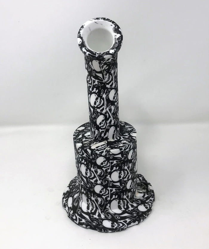 Unbreakable Thick Detachable Silicone, Large Jug Rig with Quartz Banger & Ice Catcher - Skull Design