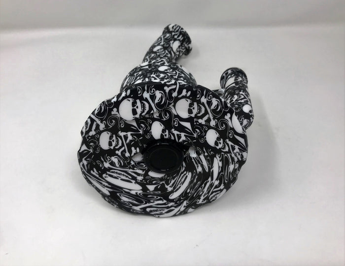 Unbreakable Thick Detachable Silicone, Large Jug Rig with Quartz Banger & Ice Catcher - Skull Design