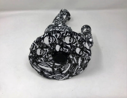 Unbreakable Thick Detachable Silicone, Large Jug Rig with Quartz Banger & Ice Catcher - Skull Design