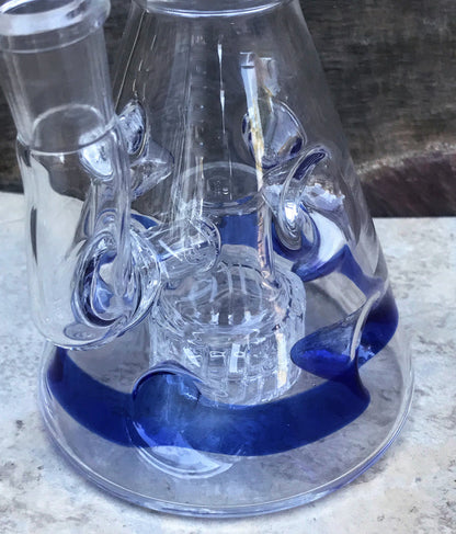 Unique 9.5" Thick Glass Beaker Rig Ice Catcher's Shower Perc Diamond Blue Bowl - See all pictures!
