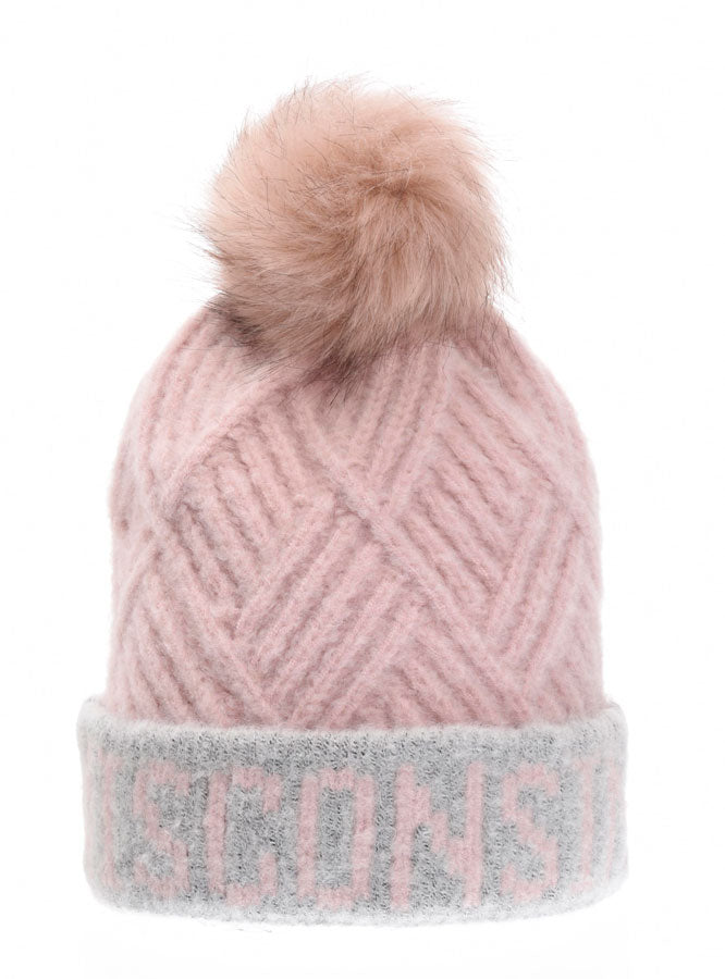 Wisconsin Pink Diamond Pom Hat