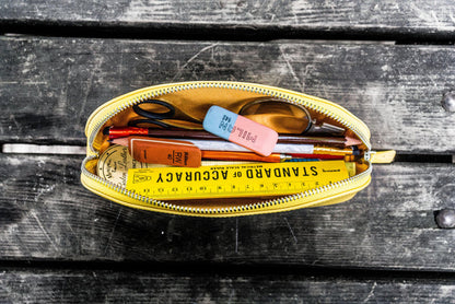 XLarge Zipper Leather Pencil Case - Yellow