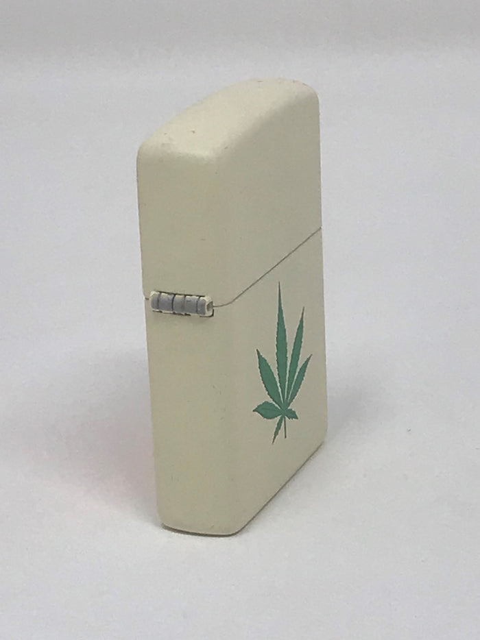 Zippo Lighter - Weed Leaf Design in Cream Matte